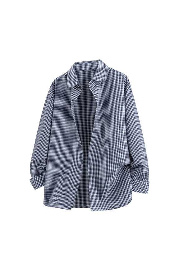 Men's Lightweight Button Up Shirts Relaxed Fit Vintage Plaid Shirts Easy Care Long Sleeve Travel Tops for Cruise Party