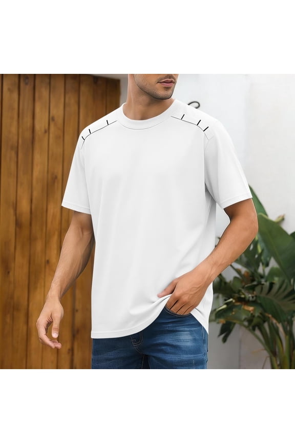 Men's Plain Loose Fit Tees Summer Short Sleeve Plus Size Loose Fit Streetwear Tees Round Neck Stretchy Daily Tee for Bodybuilding White XXL