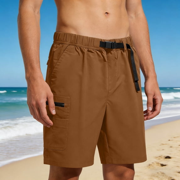 GSPCLAM Men's Quick Dry Shorts, Golf Featherlight Shorts Multi-Pocket Casual Flat Front Short Coffee XXXXL