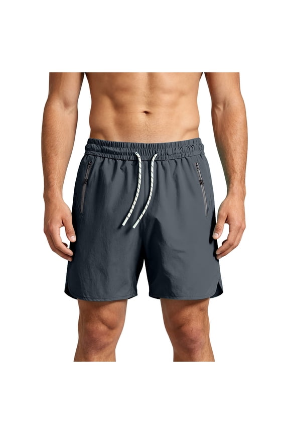 Men's Running Shorts Sporty Quick Dry Drawstring Shorts with Zipper Pocket Casual Split Cuffs Shorts for Training