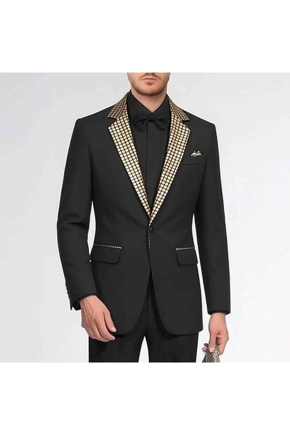 Men's Suit Jacket Smart Casual Regular Fit Lightweight Jacket for Night Date, Easy Care Party Jacket with Pockets Gold