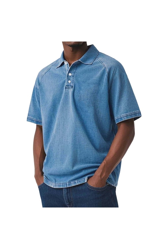 Men's Summer Polo Shirts for Daily Wear, Washed Finish Lightweight Shirts All-Day Comfort Short Sleeve Tops