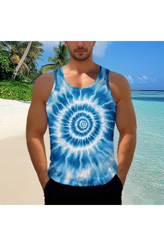 Men's Tank Tops Splash Pattern Quick Dry Tops Lightweight Beach Tees for Casual Friday