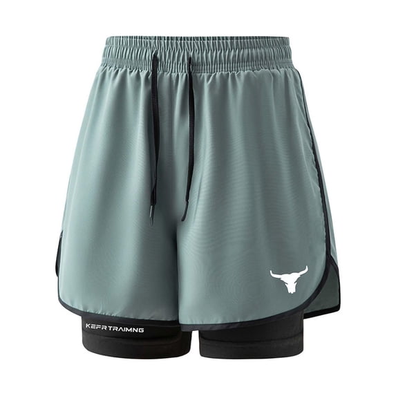 GSPCLAM Mens Athletic Shorts with Side Pockets Double Layer Training Shorts Internal Drawstring No Chafe Compression Liner Shorts for Running