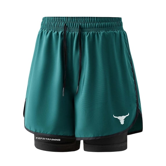GSPCLAM Mens Athletic Shorts with Side Pockets Double Layer Training Shorts Internal Drawstring No Chafe Compression Liner Shorts for Running