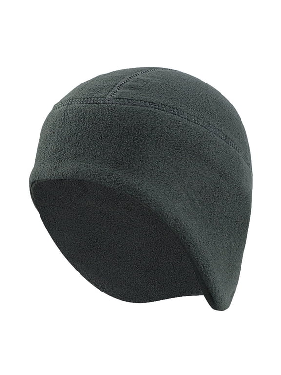 Mens Beanie Hats Polar Fleece Ear Flap Windproof Thermal Beanie Winter Outdoor Cycling Solid Color Beanie Hats Dark Gray