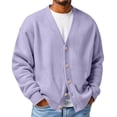 thumbnail image 1 of GSPCLAM Mens Cardigan Sweaters Button Down Waffle Relaxed Sweater Big & Tall Winter Solid Color Long Sleeve Casual Sweater Purple 3XL, 1 of 5