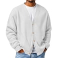 thumbnail image 1 of GSPCLAM Mens Cardigan Sweaters Button Down Waffle Relaxed Sweater Winter Solid Color Long Sleeve Casual Sweater White M, 1 of 4