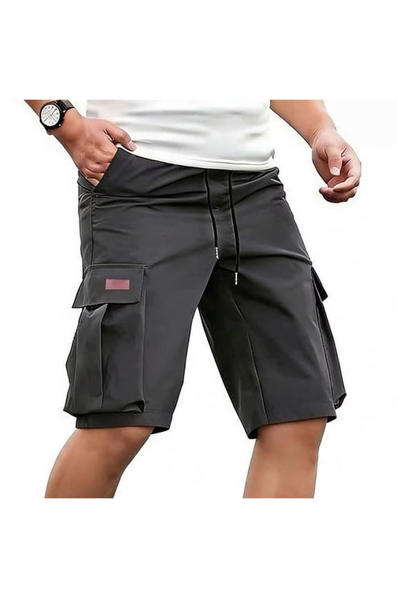 Mens Cargo Shorts with Pockets Knee-Length Solid Short with Pockets Workwear Lightweight Shorts for Hiking