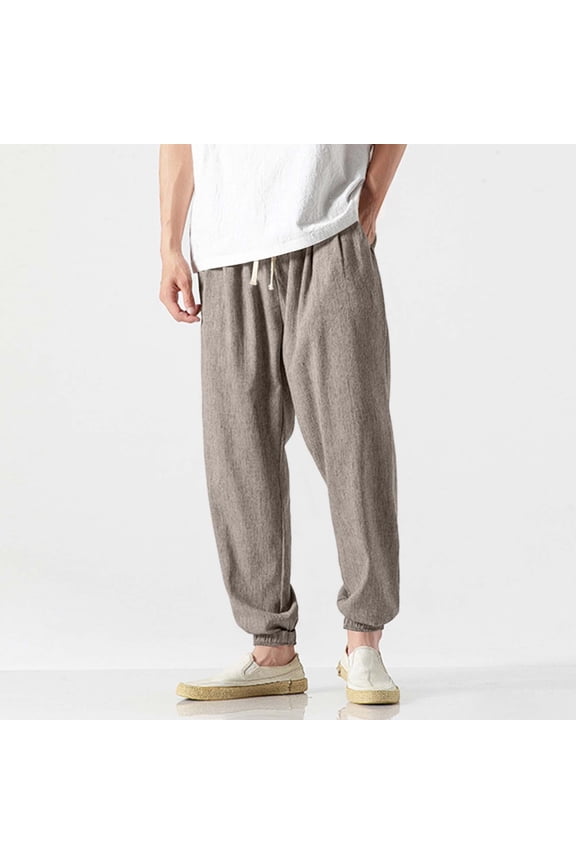 Mens Casual Drawstring Trousers Tapered Drawstring Plus Size Lightweight Pants with Pockets Non-Restrictive Modern Pants for Weekend Gathering Gray XXL