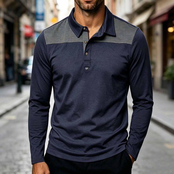 GSPCLAM Mens Casual Polo Shirts Color Block Relaxed Fit Breathable Tops for Golf Course, Weekend Lightweight Basic Shirts