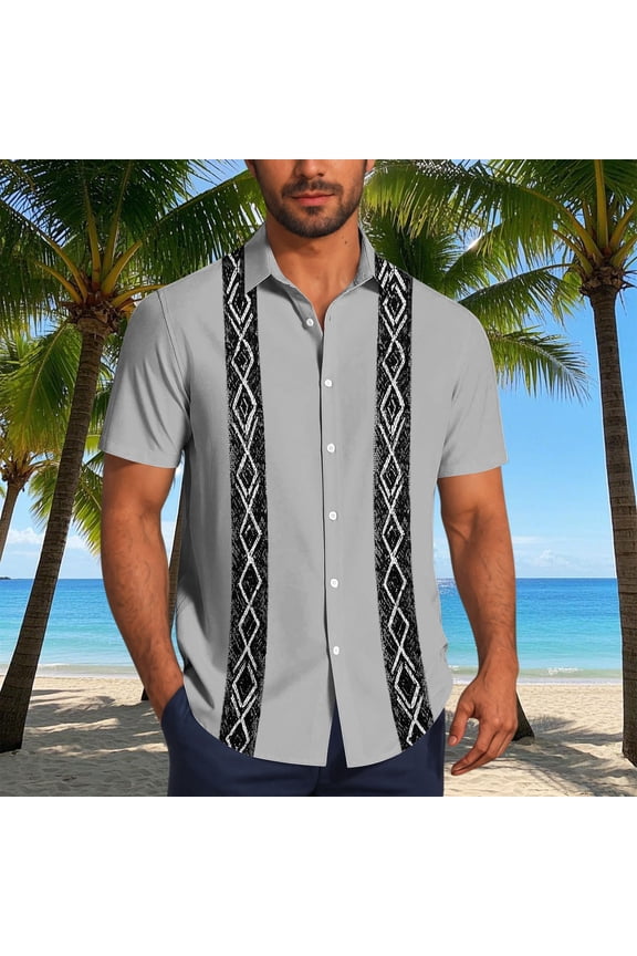 Mens Casual Shirts Extend Size Tropical Tops Hawaiian Button Down Tops for Travel