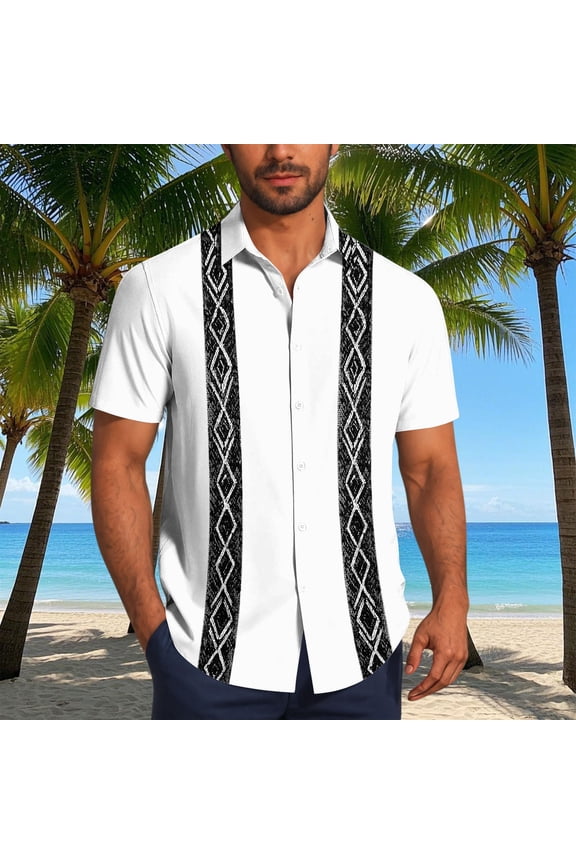 Mens Casual Shirts Extend Size Tropical Tops Hawaiian Button Down Tops for Travel