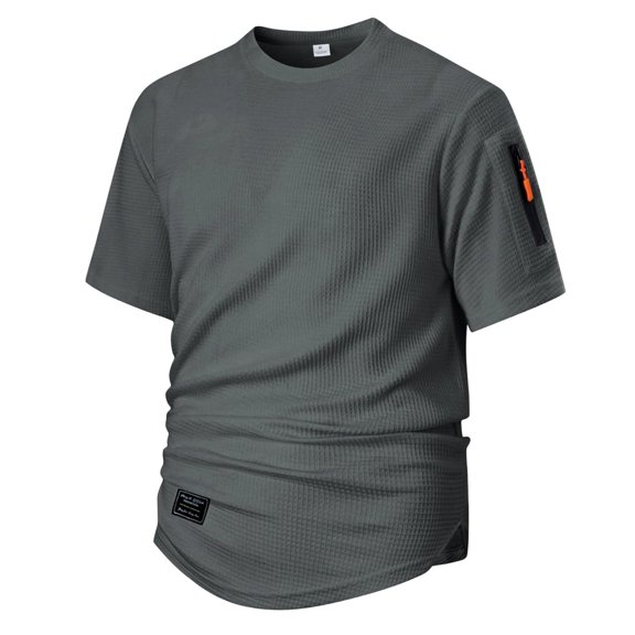 GSPCLAM Mens Crewneck T-Shirts Sweat Enhancing Compression Fit Tops Elastic Fabric Workout Tees for Training
