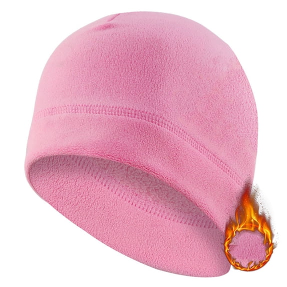 GSPCLAM Mens Hats Winter Windproof Thick Fleece Beanie Hats Outdoor Running jogging Headwear Solid Color Hats Pink