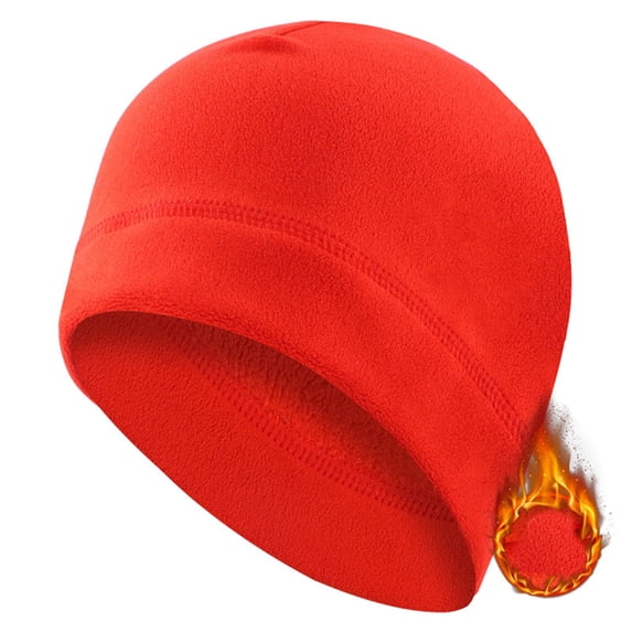 GSPCLAM Mens Hats Winter Windproof Thick Fleece Beanie Hats Outdoor Running jogging Headwear Solid Color Hats Red