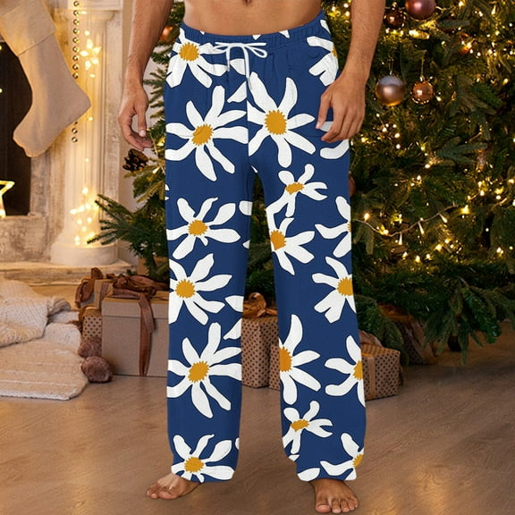 GSPCLAM Mens Pants Home Wear Breathable Pants Casual Soft Touch Drawstring Pants for Weekend Outing