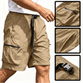 thumbnail image 1 of GSPCLAM Mens Plus Size Shorts Stretchy Summer Quick Dry Roomy Solid Classic Drawstring Elastic Waist with Zipper Pockets Athleisure Soft Shorts for Running Coffee XXL, 1 of 7
