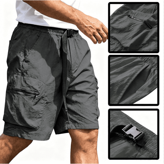 GSPCLAM Mens Plus Size Shorts Stretchy Summer Quick Dry Roomy Solid Classic Drawstring Elastic Waist with Zipper Pockets Athleisure Soft Shorts for Running Dark Gray XXXXL