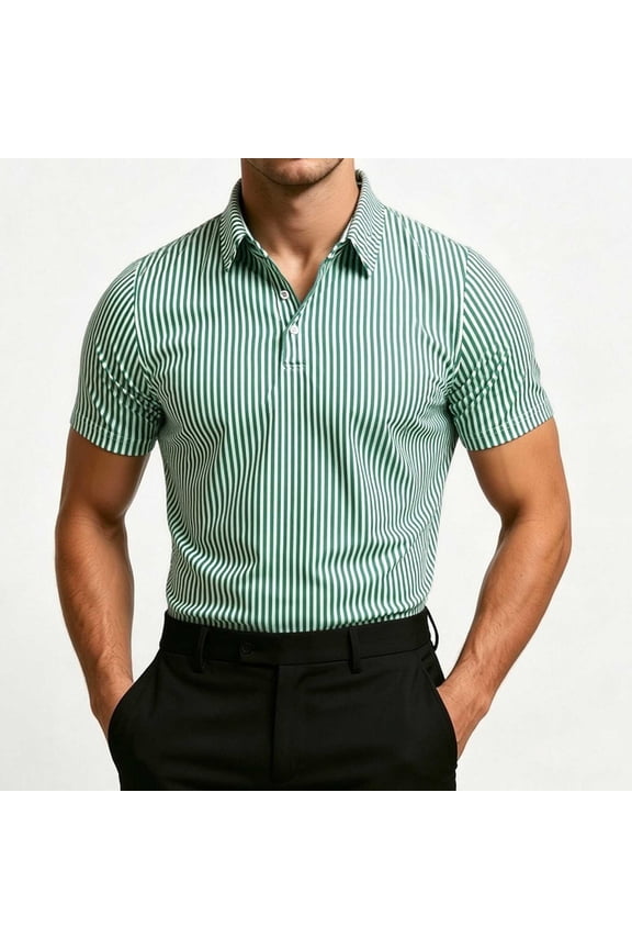 Mens Polo Shirts Classic Striped Shirts for Office, Casual Regular Fit Tops
