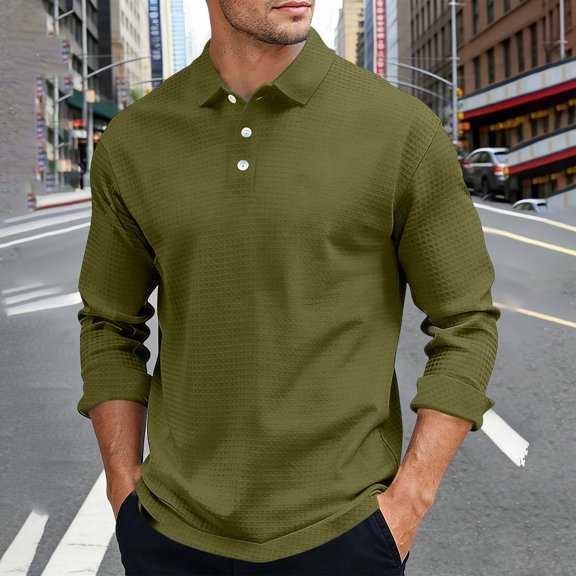 GSPCLAM Mens Polo Shirts Plaid Textured Everyday Comfort Tops for Golf Course, Weekend Lightweight Shirts