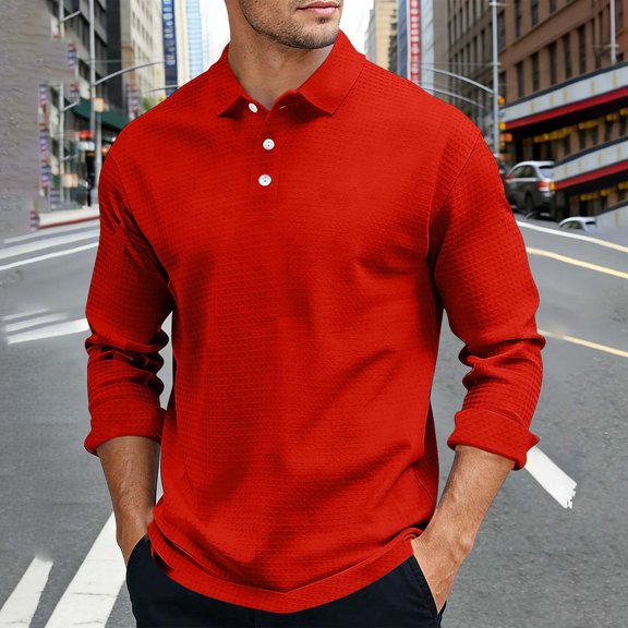 GSPCLAM Mens Polo Shirts Plaid Textured Everyday Comfort Tops for Golf Course, Weekend Lightweight Shirts