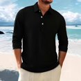 thumbnail image 1 of GSPCLAM Mens Polo Shirts Work Essential Linen Stretch Tops Solid Long Sleeves Lightweight Shirts for Office, 1 of 5