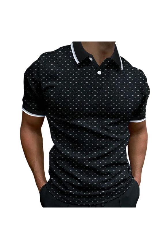 Lightweight Crew Neck Tshirts for Men Classic Polo Collared Solid Shirts Breathable Short Sleeve T-Shirts for Daily Work Black XXL