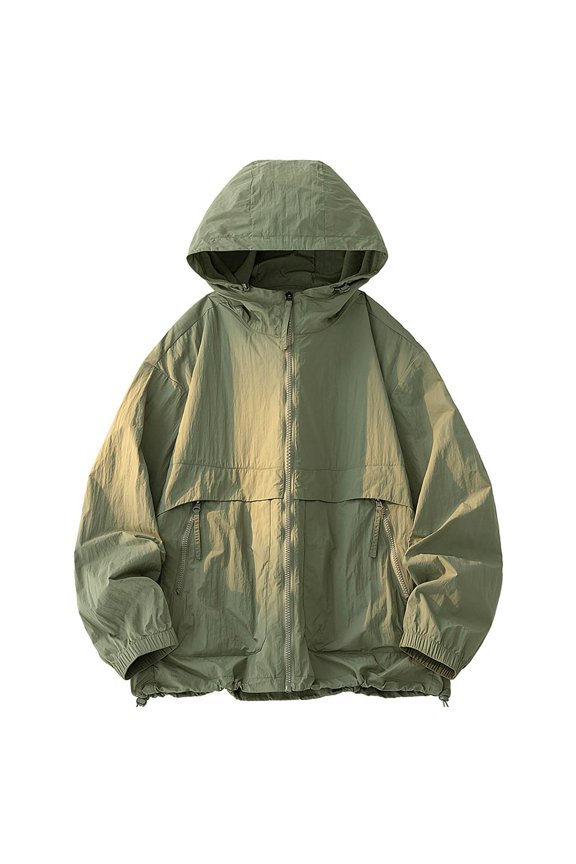 Mens Quick Dry UPF 50+ Hoodie Lightweight Full Zip Jackets with Zip Pockets Casaul Elastic Cuff Jackets for Fishing Day