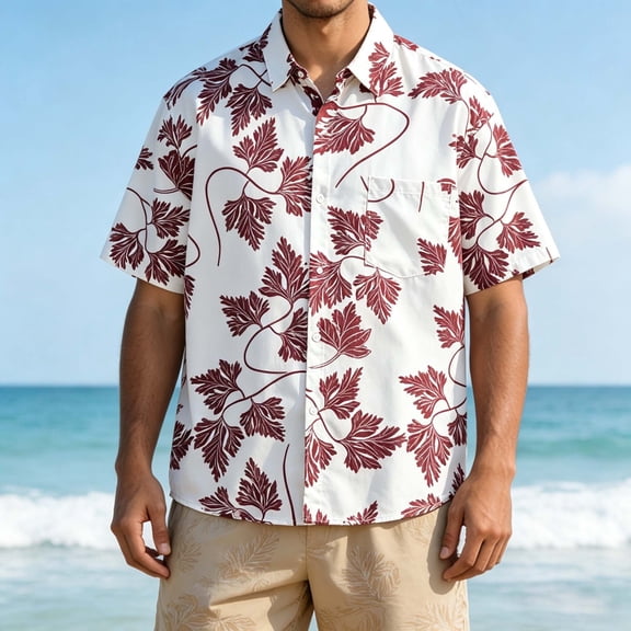 GSPCLAM Mens Short Sleeve Floral Shirts Lightweight Holiday Shirts Summer Button Down Tops for Backyard Party