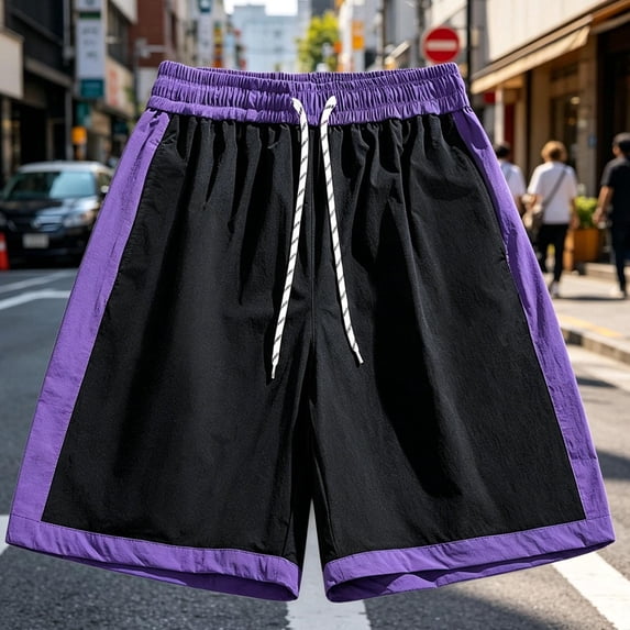 GSPCLAM Mens Shorts Color Block Lightweight Shorts for Cruise Party, Summer Breathable Drawstring Shorts with Pockets