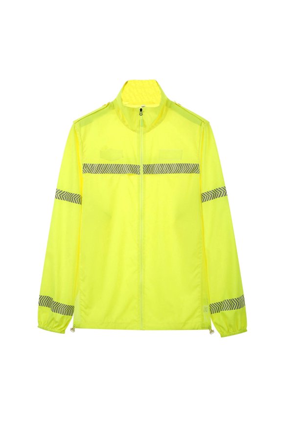 Mens Work Jacket High Visibility Fabric Loose Lightweight Jacket Adjustable Hem Durable Jacket for Work Yellow