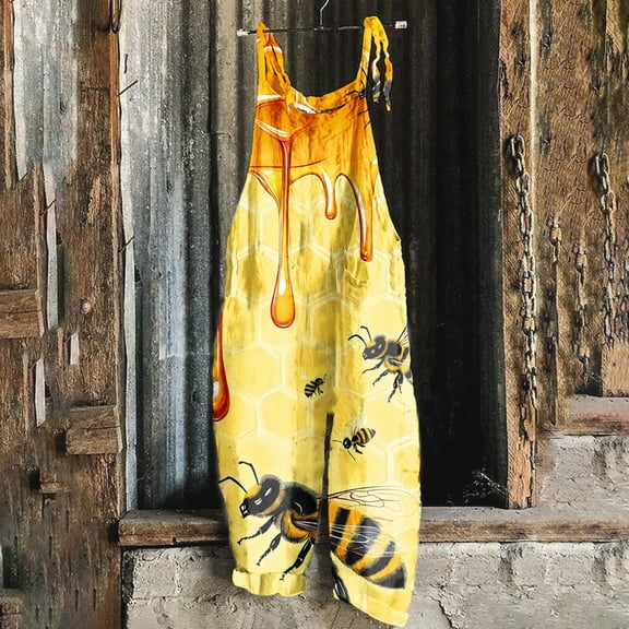 GSPCLAM Overalls for Women Loose Fit Wide-Leg Overalls with Pockets for Out Going Fall Comfortable Clothes Yellow S