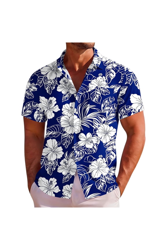 Shirts for Men Hawaiian Collared Shirts Summer Tops for Luau Party