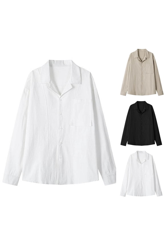 Solid Button Up Shirts for Men Everyday Wear Soft Shirts with Chest Pocket Regular Fit Lightweight Long Sleeve Tops for Work