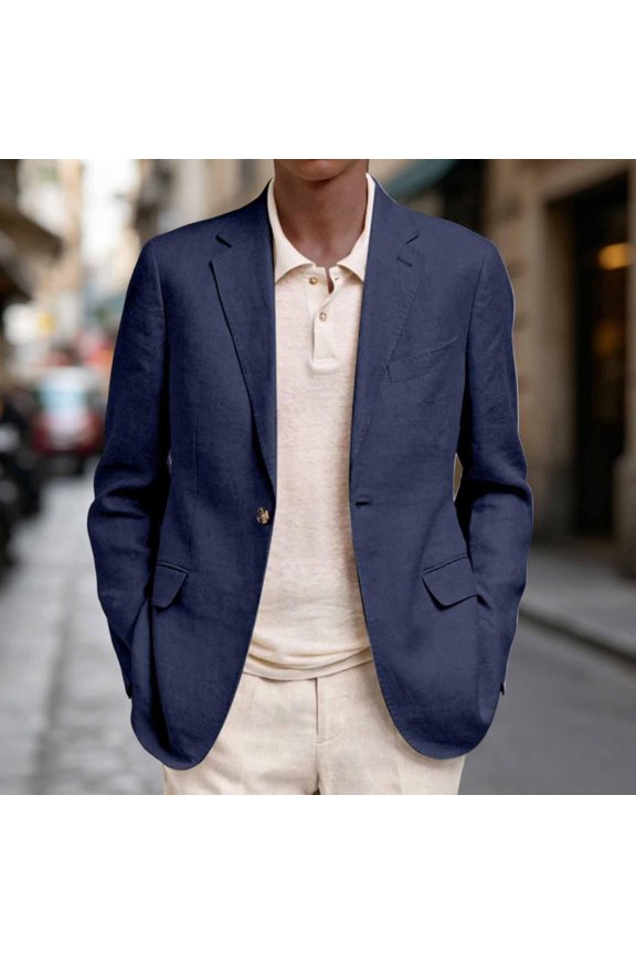 Suit Jacket for Men Business Casual Lightweight Jacket with Pockets Daily Essential Stretch Jacket for Daily Work Navy
