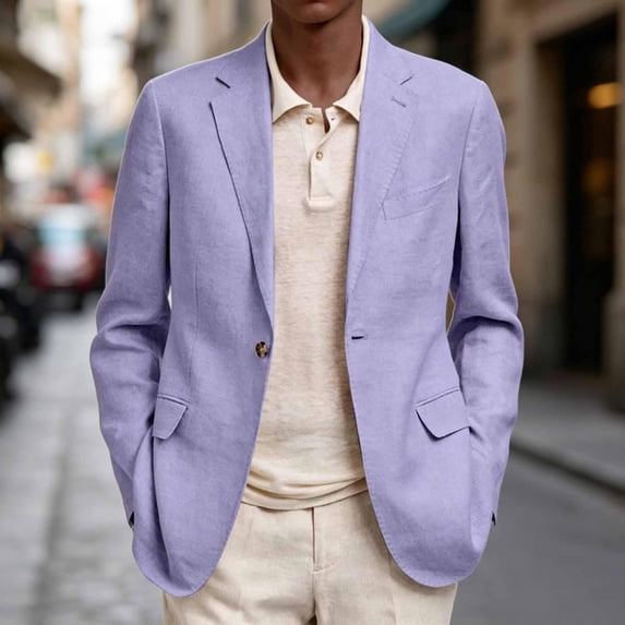 GSPCLAM Suit Jacket for Men Business Casual Lightweight Jacket with Pockets Daily Essential Stretch Jacket for Daily Work Purple