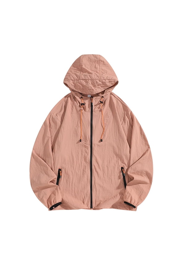 Sun Protection Fishing Hoodie for Men Lightweight Drawstring Jackets with Zipper Pockets Half Zip Closure Jackets for Hiking