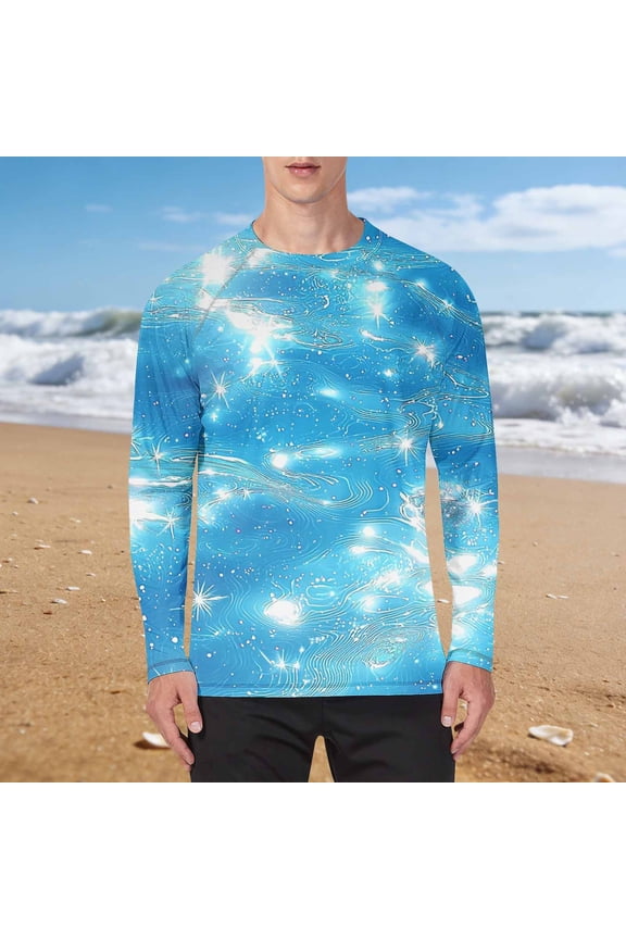 Sun Protection Shirts for Men Hawaiian Print Soft Shirts for Seaside, Lightweight Party Shirts