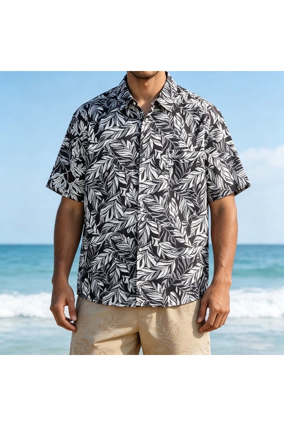 Tropical Shirts for Men Vintage Pattern Lightweight Shirts Short Sleeve Button Down Tees for Sailboat