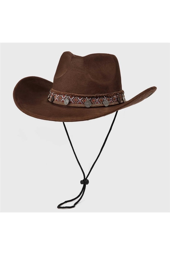 UPF 50+ Sun Hats for Men Adjustable Rope Metal Coin Accents Hat for Summer Beach, Retro Lightweight Hat