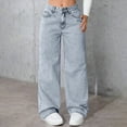 thumbnail image 1 of GSPCLAM Wide-Leg Jeans for Women Solid Color High Waist Trousers with Pockets for Traveling Versatile Fall New Pants Gray M, 1 of 5