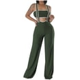 thumbnail image 1 of GSPCLAM Women's Fashion Overalls Wide-Leg Jumpsuits with Pockets for Taking a Walk Fall Baggy Soft Trousers Green XL, 1 of 4