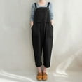 thumbnail image 1 of GSPCLAM Womens Plus Size Overalls with Pockets Cotton Linen Trousers for Taking a Walk Fall Solid Color 2025 New Trousers Black 3XL, 1 of 5