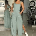 thumbnail image 1 of GSPCLAM Womens Wide-Leg Overalls Loose Solid Color Jumpsuits with Pockets for Home Fall Casual Clothes Green XXL, 1 of 5