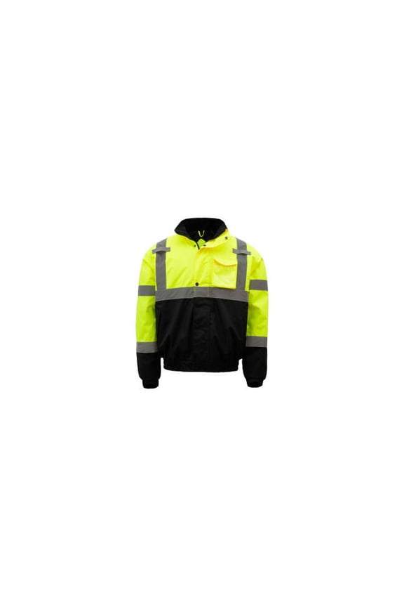Hi-Visibility Class 3 Waterproof Quilt-Lined Bomber Jacket Lime/Black