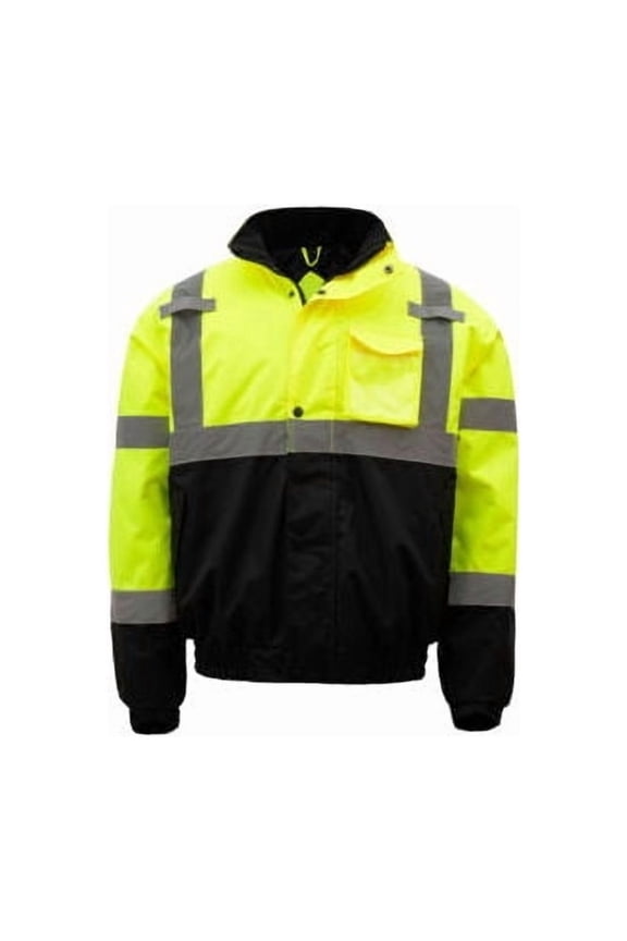Hi-Visibility Class 3 Waterproof Quilt-Lined Bomber Jacket Lime/Black