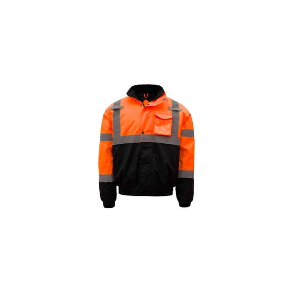 GSS Safety 8002 Class 3 Waterproof Quilt-Lined Bomber Jacket Orange/Black 2XL