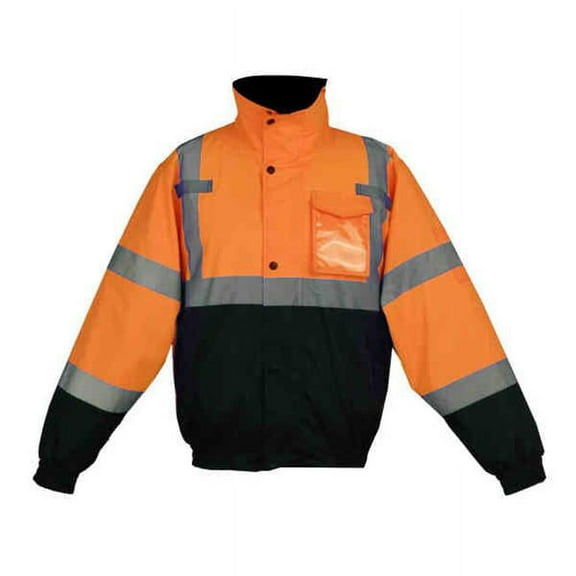GSS 8002-3XL Class 3 Waterproof Quilt-Lined Bomber Jacket - Orange with Black Bottom, 3XL