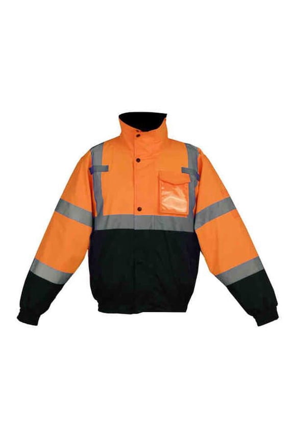 8002-4XL Class 3 Waterproof Quilt-Lined Bomber Jacket - Orange with Black Bottom, 4XL